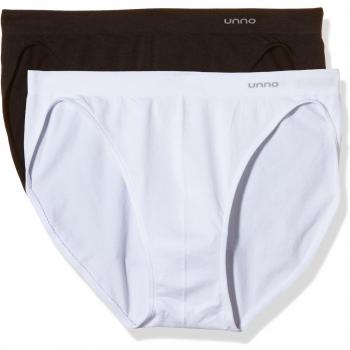 UNNO - Braguitas bikini, costuras microfibra, pack X 2 para mujer, colorblanco/negro, talla L
