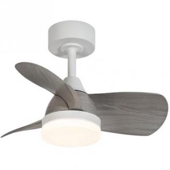 Ventilador de Techo LED Byan Mini 18W 2000Lm CCT Regulable para Espacios Pequeños con Tijas en Color Blanco Ceniza