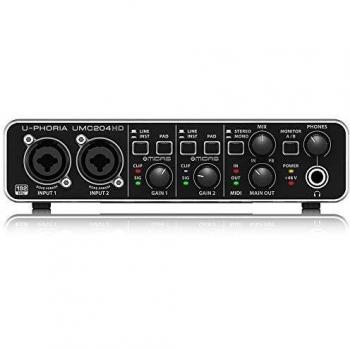 Behringer U-PHORIA UMC204HD USB Audio/MIDI Interface with 24-Bit/192 kHz Resolution and Midas Microphone Preamps