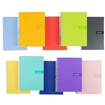 Cuaderno espiral Liderpapel A5 Crafty tapa forrada 80 hojas 90 g/m² cuadro 3 mm con margen colores surtidos
