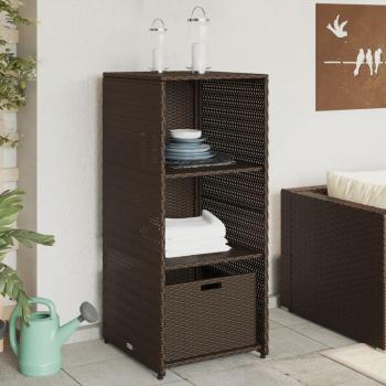 Armario de jardín Polyrattan marrón 50x55x115 cm