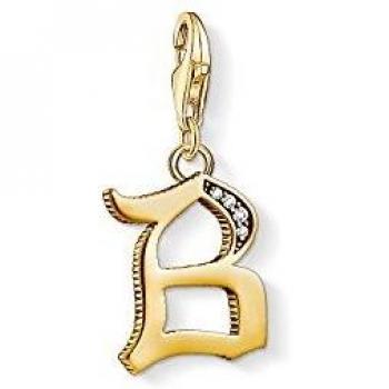 Colgante charm letra B de plata con baño de oro de 18K
