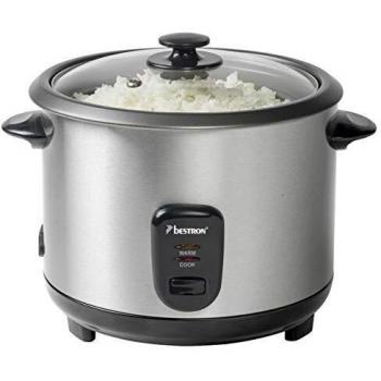 Olla Arrocera Bestron ARC180, 1.8L, 700W, con Recipiente de Cocción al Vapor, Acero Inoxidable