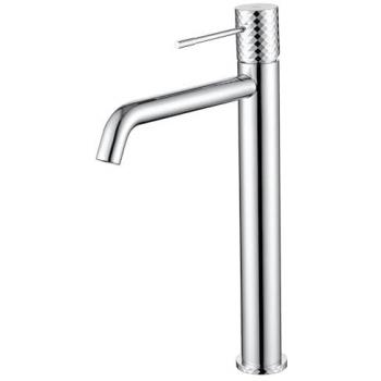 Grifo monomando con caño alto para lavabo de latón, tecnología de apertura en frío, apto para agua fría/caliente, diseño alto, disponible en diferentes colores (Cromo) - MICE COLLECTION