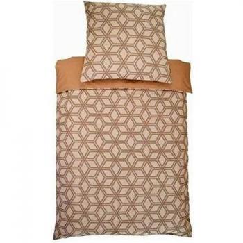 Zucchi - Juego de cama de 2 geométrico Beige Rosa V6 manta 135 x 200 cm y 80 x 80 cm, 100% algodón