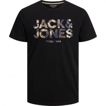 Camiseta de Cuello Redondo Negra Jack & Jones Jjjames para Hombre L