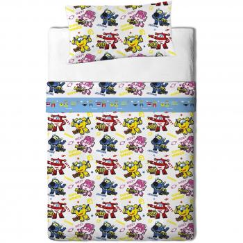 Super Wings Juego Sábanas para Cama, Algodón-Poliéster, Multicolor, Individual, 200x90x25 cm, 3 Unidades