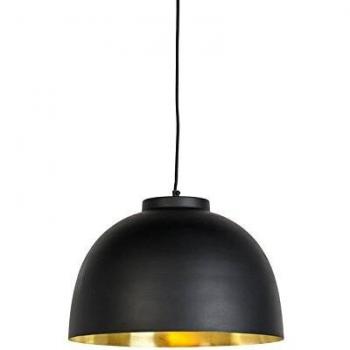 Lámpara colgante negra industrial con interior de latón 40 cm - HOODI