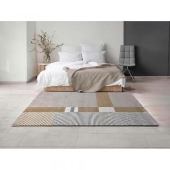 Alfombra 100% Lana Hecha a Mano 160 x 230 cm 2200g/m2 Gris y Marrón - Nouria
