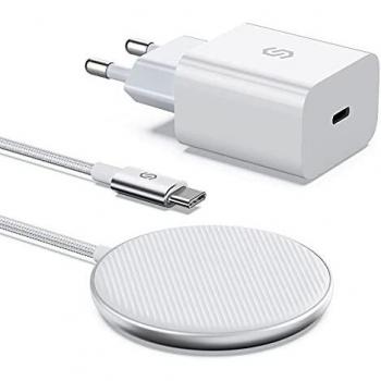 Syncwire Cargador Inalámbrico iPhone Magsafe - con Cargador de PD 20 W y Cable USB C de 1.5 M, Magnético Cargador para iPhone 13/13 Pro Max/12 Mini/12 Pro MAX/11/XS MAX/X/8, Airpods 2/Airpods Pro