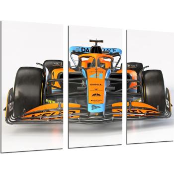 Set de 3 Cuadros Decorativos Fórmula 1 McLaren MCL60 2023 Lando Norris y Oscar Piastri, Impresión Digital sobre Madera