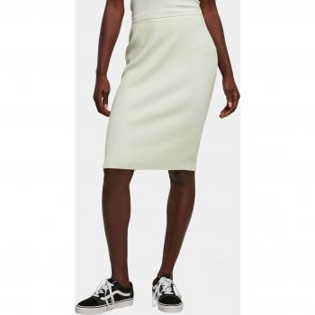 Urban Classics Ladies Ribbed Knit Midi Skirt in Light Mint