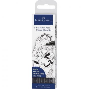 Faber-Castell 167132 rotulador de punta fina Negro 4 pieza(s)