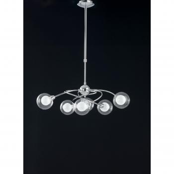 Lámpara colgante Blog 6 bombillas Vidrio, metal Cromo, Plafón Colgante Multi Brazo 6 Luces Cromo 72x72cm