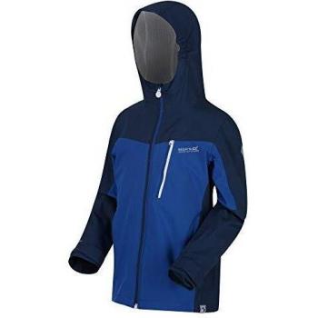 Regatta Junior Highton - Chaqueta Impermeable Y Transpirable con Capucha Jackets Waterproof Shell, Unisex niños, Dark Denim/Nautical Blue, 15-16