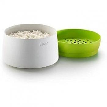 Lékué Recepiente para cocinar arroz, Silicona, Verde, 13.1 cm