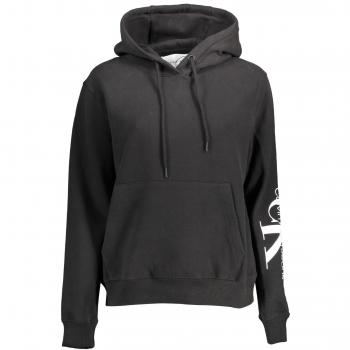 Bold Print Black Cotton Hoodie for Women - Size L