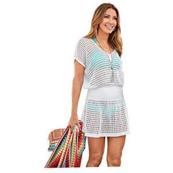 Jinsha Vestido de Playa - Mujer Pareos y Camisola de Playa Sexy Hueco Traje de Baño Punto Bikini Cover up