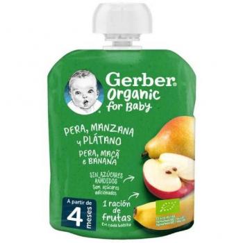Gerber Organic Pouch Pear Apple Banana Puree for Babies 6+ Months 90g