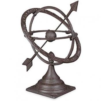 Reloj de Sol Antiguo para Jardín, Decoración Resistente, Hierro Fundido, 42 cm, Color Marrón