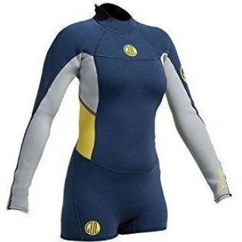 Gul Womens Surflite 2mm Flatlock SDL T2 Springsuit - Ink Blue/Fog Blue 12T