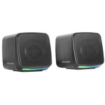 Altavoces Compactos Mars Gaming MS-PRO 10W con Iluminación RGB Flow y Control de Volumen, Compatibles con PC/Mac/Smartphone/Tablet, Color Negro