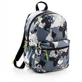 MIQUELRIUS - Mochila Doble Mapamundi - Dos Compartimentos, Espacio Acolchado para PC/Tablet, Espalda Ergonómica, Color Gris