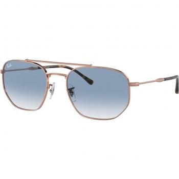 Ray-Ban RB3707 Asian Fit Men's Sunglasses Gold Size 57 with Irregular Metal Frame and Blue Gradient Crystal Lenses