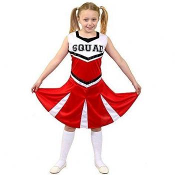 I Love Fancy Dress. ilfd7098 X L disfraz de animadora infantil con Squad ImpresióN y falda