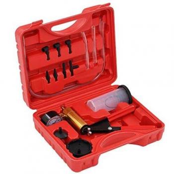 vidaXL Kit Purgador Frenos Bomba Vacío + Manómetro + Mangueras + Adaptadores Set Sangrado Purgado Drenaje Hidráulico Comprobador Presión Vacuómetro