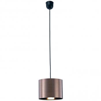 Lámpara colgante Dako Black 1 bombilla E27, pantalla cilíndrica de bronce metálico 22,5 cm x 15 cm, soporte de techo