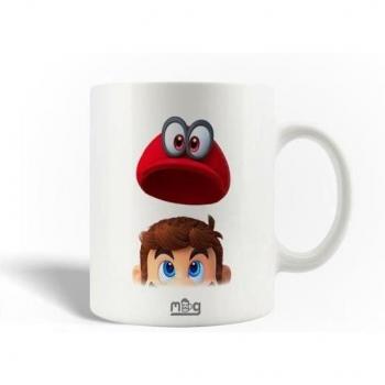 Taza de Cerámica MANIACASE Super Mario Odyssey 30cl Apta para Lavavajillas Blanca