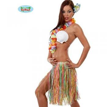 Guirca- Set Hawai 3 pzas. Flor - Collar - Falda, Multicolor