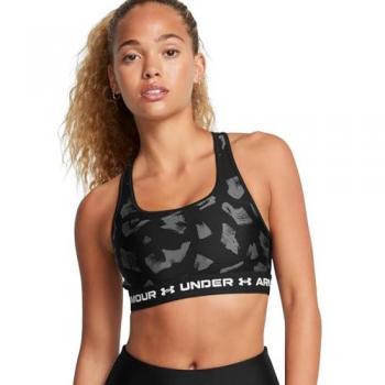 Top Deportivo Under Armour Sujetador Crossback de Sujeción Media Impreso Negro y Gris - S Mujer