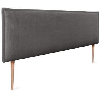 Cabecero de Lino Natural Tapizado con Ribete y Patas para Cama Dormitorio Moderno (Gris Oscuro, 135x105cm)