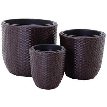 Papillon Rattan - Jardinera, Set 3 Unidades, 31+37+44, Color Natural