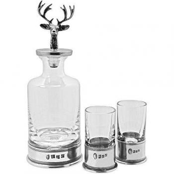 English Pewter Company Stag Head Mini Decanter Set and 2 Shot Glasses [STAG129]