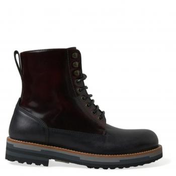 Dolce & Gabbana Black Leather Military Combat Boots - EU41.5/US8.5, Lace-up Boots, male, Black
