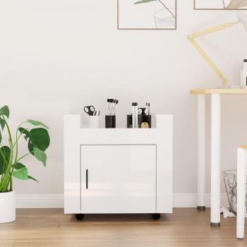Carrito de escritorio blanco brillante 60x45x60 cm madera multicapa vidaXL