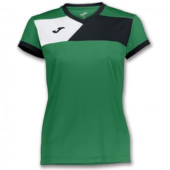Joma CAMISETA CREW II M/C VERDE-NEGRO MUJER - Camiseta técnica de manga corta, Mujer, Verde -