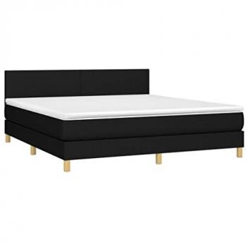 Cama box spring con colchón LED tela negro 160x200 cm