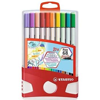 Rotulador punta de pincel STABILO Pen 68 brush - Estuche premium Colorparade con 20 colores