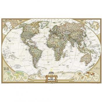 Mapa Mundi Antiguo en Gran Formato - National Geographic 185 x 122 cm