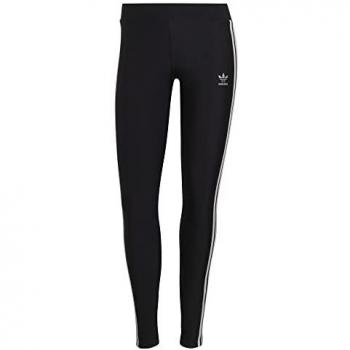 Adidas Women's Black High Shine Classics Leggings with Elastic Waistband and 3 Stripes