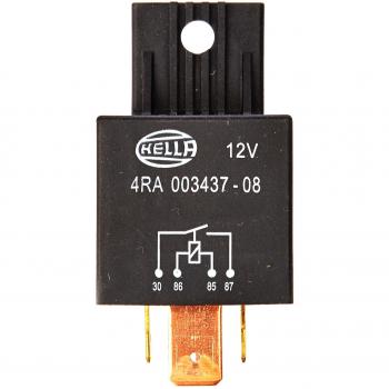 HELLA 4RA 003 437-081 Relé, corriente de trabajo - 12V - 4polos - Diagrama de circuito: S1 - Conector: B3 - Contacto cierre alto rendimiento - Color: negro - con soporte