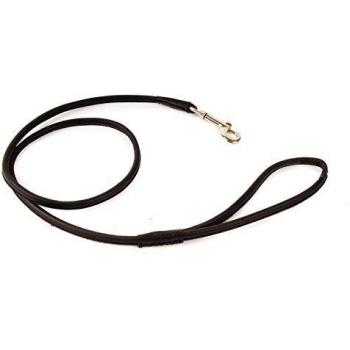 Dapper Dogs Handcrafted Round Leather Dog Lead for PuppyDog 90cm x 8mm Black