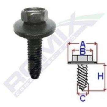 Tornillo ROMIX C60619, 2 Piezas, acero al carbono, rosca métrica, cabeza hexagonal, acabado zincado