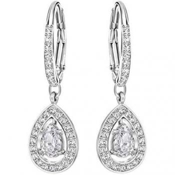 Swarovski Angelic Earrings, Pear Cut Crystal, White, Rhodium Plated
