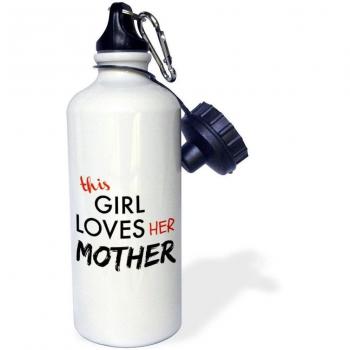 3dRose wb_200625_1 This Girl Loves Her Mother Black and Red Lettering Sports Water Bottle, 21 oz, White