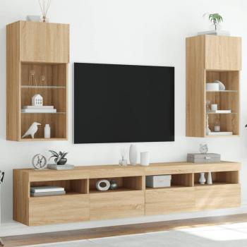 Muebles de TV con luces LED 2 piezas Sonoma Oak 40,5x30x90 cm